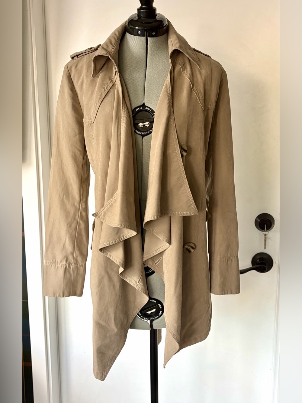 Alexander McQueen 2009 Draped Trench Coat, belt, Sueded Cotton, S, GUC - Picture 4 of 12